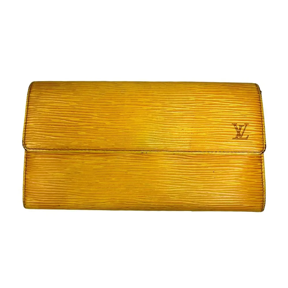 Louis Vuitton Epi Leather Yellow Purple Sarah Long Wallet Vintage Spain 90's